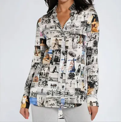 Unbreak.it Naomi Beach Celeb Print Blouse In White Multi