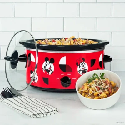 Uncanny Brands Disney Mickey And Minnie 5qt Slow Cooker In Red