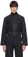 Uncertain Factor Navy Uncertain Chip Armor Jacket In Black Iris