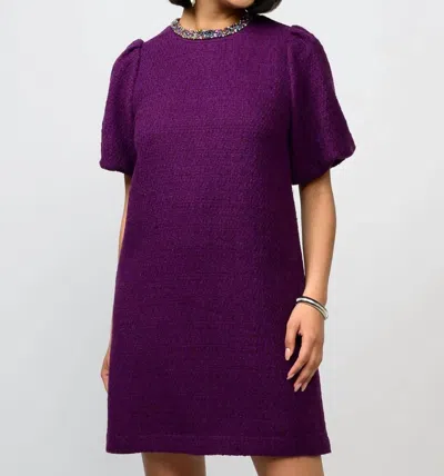 Uncle Frank Beaded Neck Mini Dress In Plum In Purple