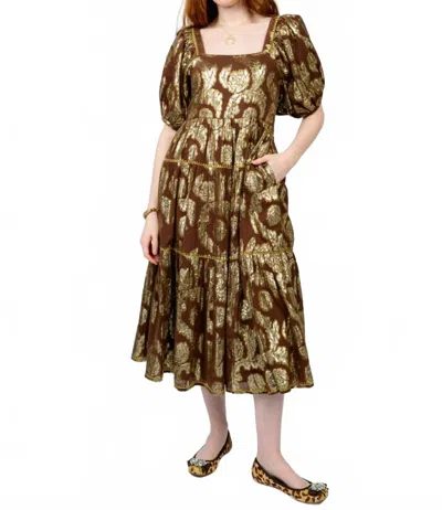 Uncle Frank Charlotte Midi Dress In Brown