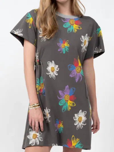 Uncle Frank Drawstring Tshirt Dress In Gray