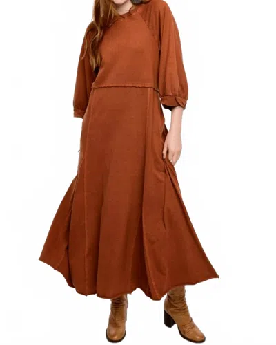 Uncle Frank Knitted Flare Midi Dress In Burnt Orange In Brown