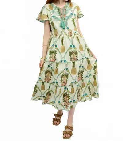 Uncle Frank Mid Cap Flutter Dress In Ivory Multi In Animal Print