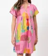 Uncle Frank Modern Mexicana Dress With Pockets In Pink In Pink