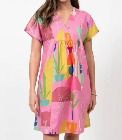 Uncle Frank Modern Mexicana Dress With Pockets In Pink In Multi