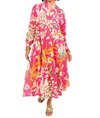 Uncle Frank Patio Floral Maxi Dress In Fuchsia In Multi