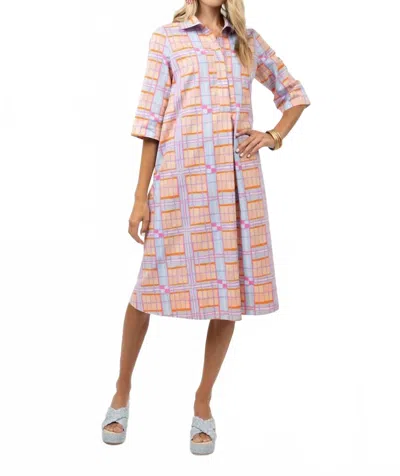 Uncle Frank Plaid Midi Swing Dress In Pink Multi