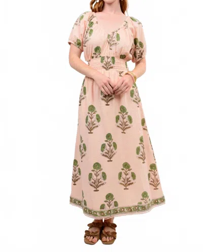Uncle Frank Seersucker Midi Dress In Blush In Pink