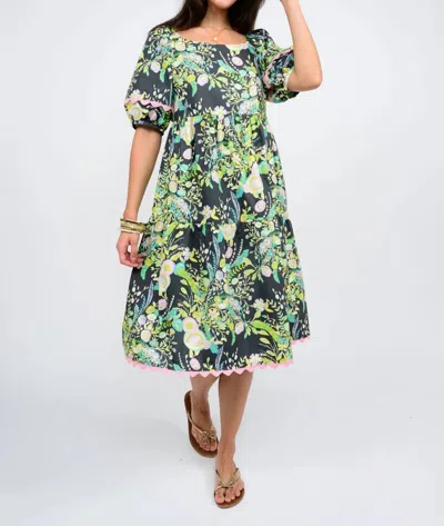 Uncle Frank Slate Tropical Burst Of Flowers Dress