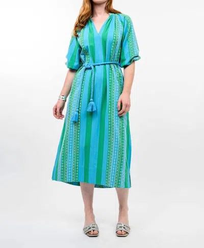 Uncle Frank Striped Patio Dress In Blue