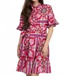 Uncle Frank Tile Styled Dress In Red In Pink