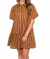 Uncle Frank With Collar Printed Romper In Brown In Brown