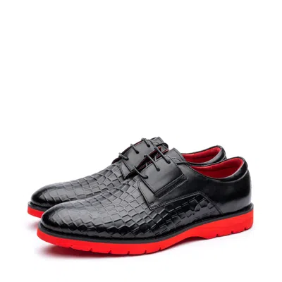 Uncle Paul Men's Black Marek Pressed Pattern Calf Leather Shoe