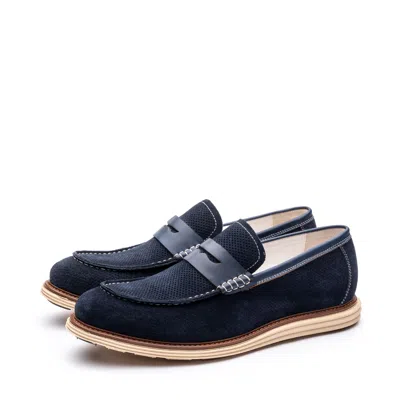 Uncle Paul Men's Blue Otto Navy Perforated Suede Leather Shoe