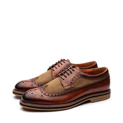 Uncle Paul Men's Brown Eduard Leather And Canvas Mix Upper