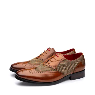 Uncle Paul Men's Brown Johannes Tan Leather And Canvas Mix Upper