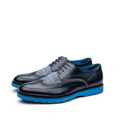 Uncle Paul Men's Herbert Navy Leather Canvas Mix Upper