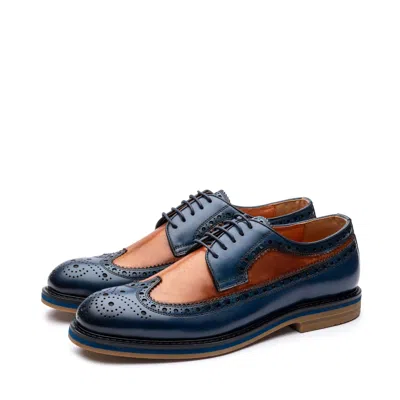 Uncle Paul Men's Ruuben Navy Tan Calf Leather Shoe