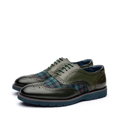 Uncle Paul Women's Heidi Green Leather And Canvas Mix Shoe