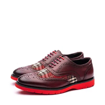 Uncle Paul Women's Red Heidi Bordoo Leather And Canvas Mix Shoe