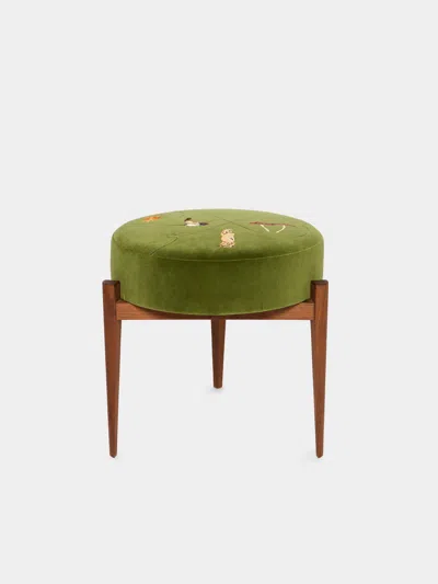 Uncommon Ancestor Round Embroidered Footstool