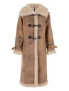 Uncommon Fur-trimmed Toggle Coat In Brown