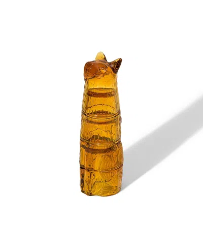Uncommon Goods Amber Cat Stacking Glass Set, Set Of 4 In Brown