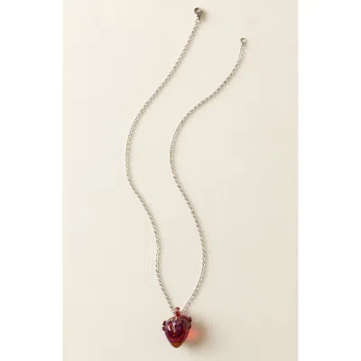 Uncommon Goods Anatomical Glass Heart Necklace In Metallic
