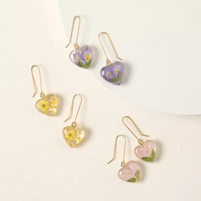 Uncommon Goods Birth Month Flower Heart Earrings By Belart In Multi