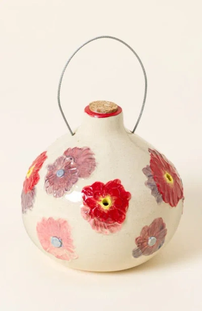 Uncommon Goods Ceramic Hummingbird Feeder In Multi