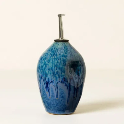 Uncommon Goods Ceramic Olive Oil Cruet In Blue