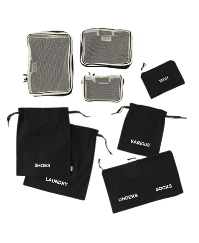 Uncommon Goods Deluxe Packing Travel Set, Set Of 8 Organizers In Black