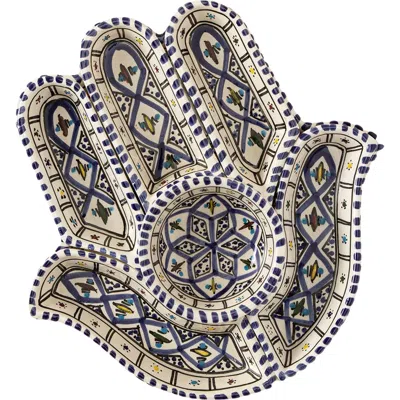 Uncommon Goods Hamsa Mezze Serving Dish In Blue Hand-painted