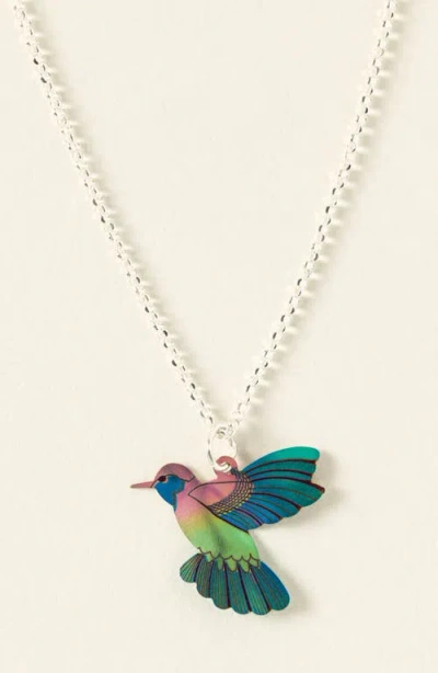 Uncommon Goods Iridescent Joyous Hummingbird Necklace In Multi