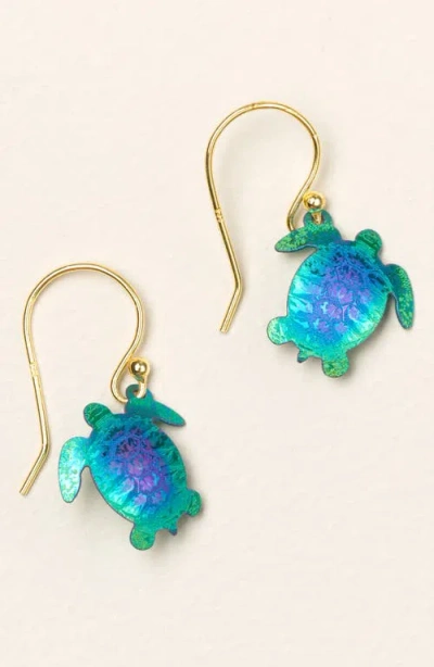 Uncommon Goods Iridescent Sea Turtle Earrings In Multi
