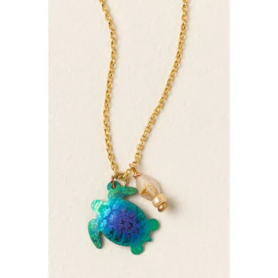 Uncommon Goods Iridescent Sea Turtle Pendant In Multi