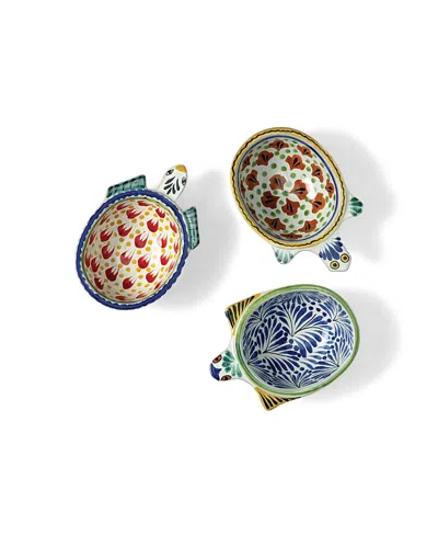 Uncommon Goods Majolica Salsa Turtle Bowls, Set Of 3 In Multi