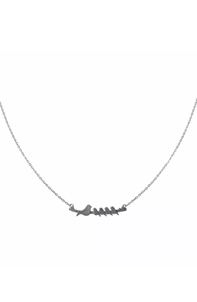 Uncommon Goods Mother Nestling Birds Necklace In Metallic
