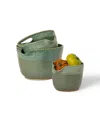 Uncommon Goods Nesting Stoneware Mixing Bowls - Set Of 3 By Maggy Ames Handmade In Green
