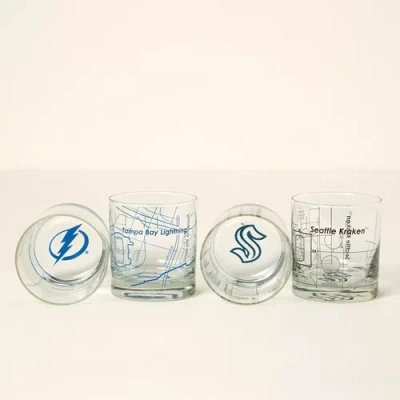 Uncommon Goods Nhl Arena Map Glasses In Transparent