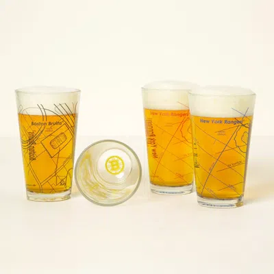 Uncommon Goods Nhl Arena Map Pint Glasses In Yellow