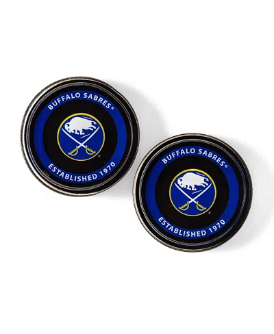 Uncommon Goods Nhl Puck Shaped Glass Coaster, Set Of 2 In Blue