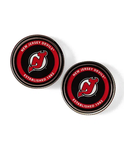 Uncommon Goods Nhl Puck Shaped Glass Coaster, Set Of 2 In Red
