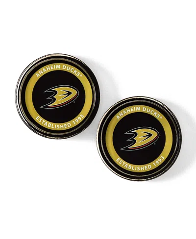 Uncommon Goods Nhl Puck Shaped Glass Coaster, Set Of 2 In Yellow