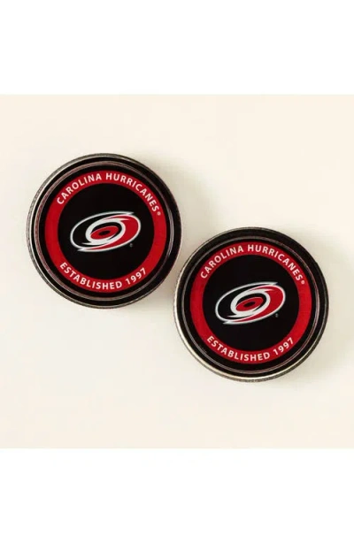 Uncommon Goods Nhl Puck-shaped Glass Coaster Set In Black