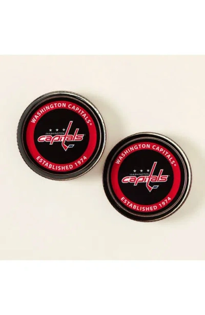 Uncommon Goods Nhl Puck-shaped Glass Coaster Set In Black