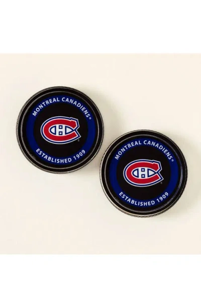 Uncommon Goods Nhl Puck-shaped Glass Coaster Set In Blue