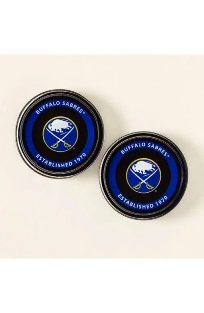 Uncommon Goods Nhl Puck-shaped Glass Coaster Set In Blue