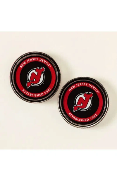 Uncommon Goods Nhl Puck-shaped Glass Coaster Set In Black